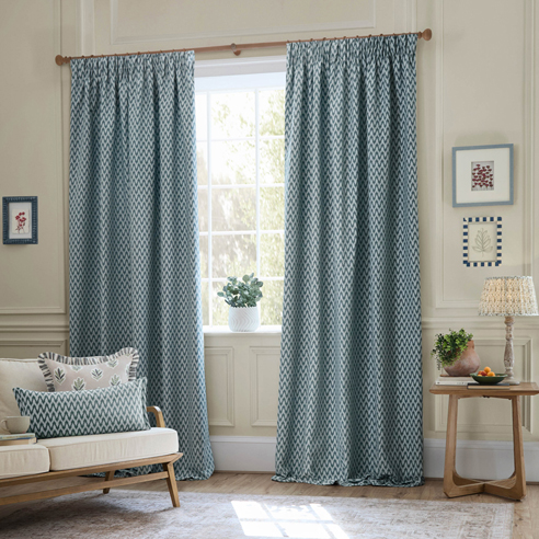 Hutton Pencil Pleat, Blue - Ready Made Curtains - Image 3